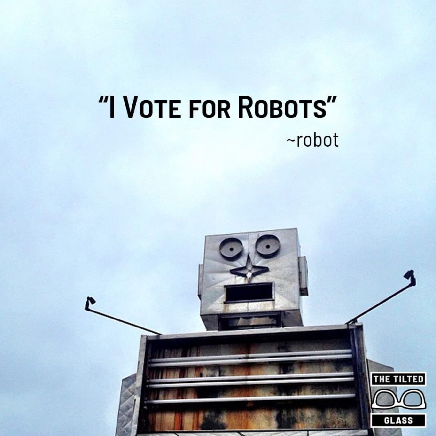 "I Vote for Robots" says robot