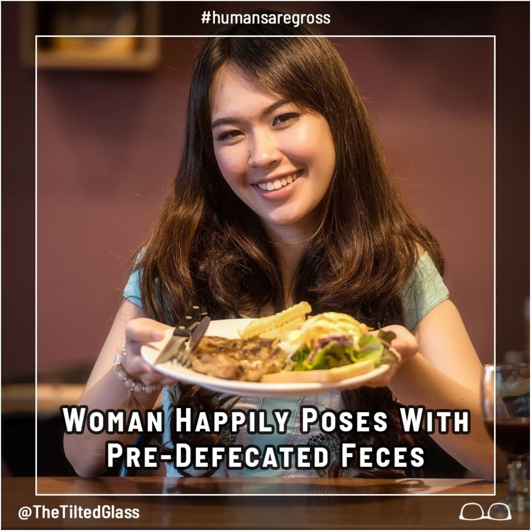 Woman Happily Poses With Pre-Defecated Feces
